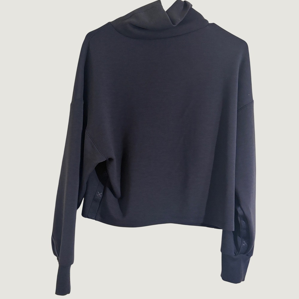 Rhone Women DreamGlow Mock Neck Cropped Pullover Navy Blue Active Sweatshirt XS